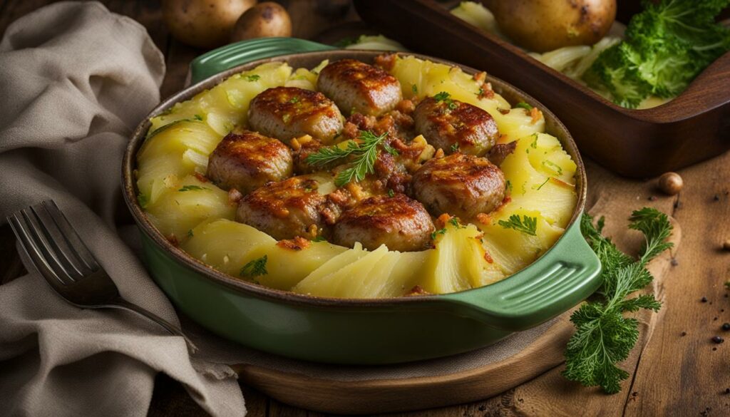 sausage cabbage potato bake